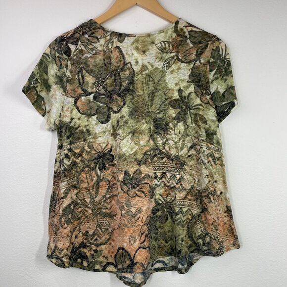 Ruby Rd Blouse Petite Large PL Floral Ruby Rd Sage Green Floral Blouse Studded - Picture 4 of 12
